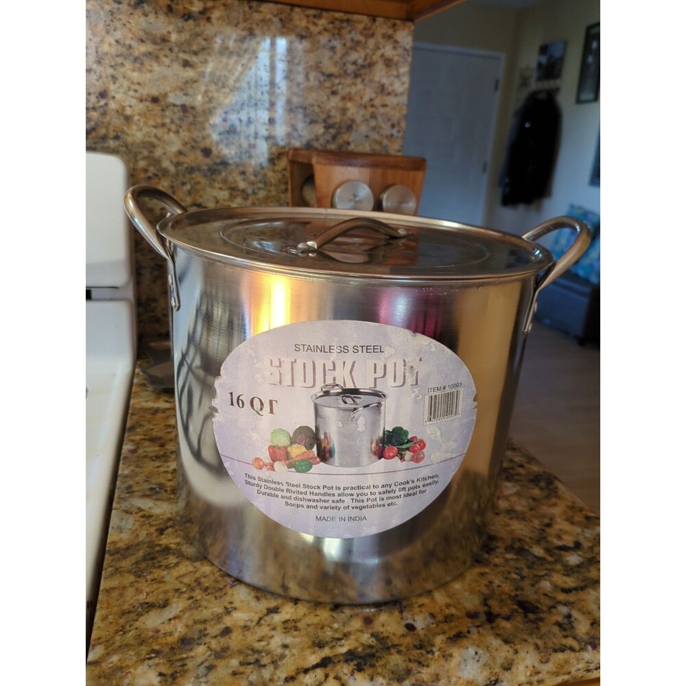 16 QUART STAINLESS STEEL LIDDED STOCKPOT. FREE Smaller One. - Picture 2 of 14